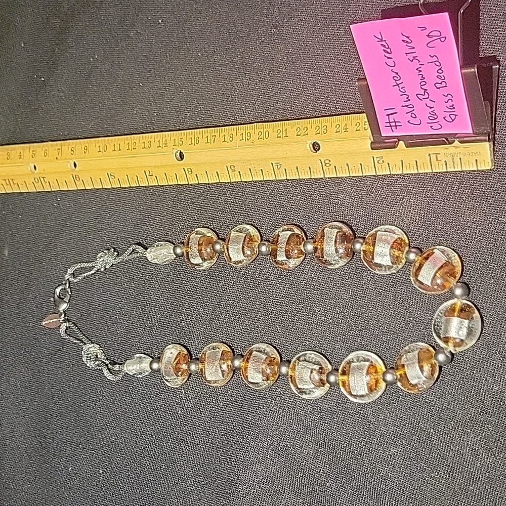 20" (Coldwater Creek) necklace with brown and silver metallic glass beads